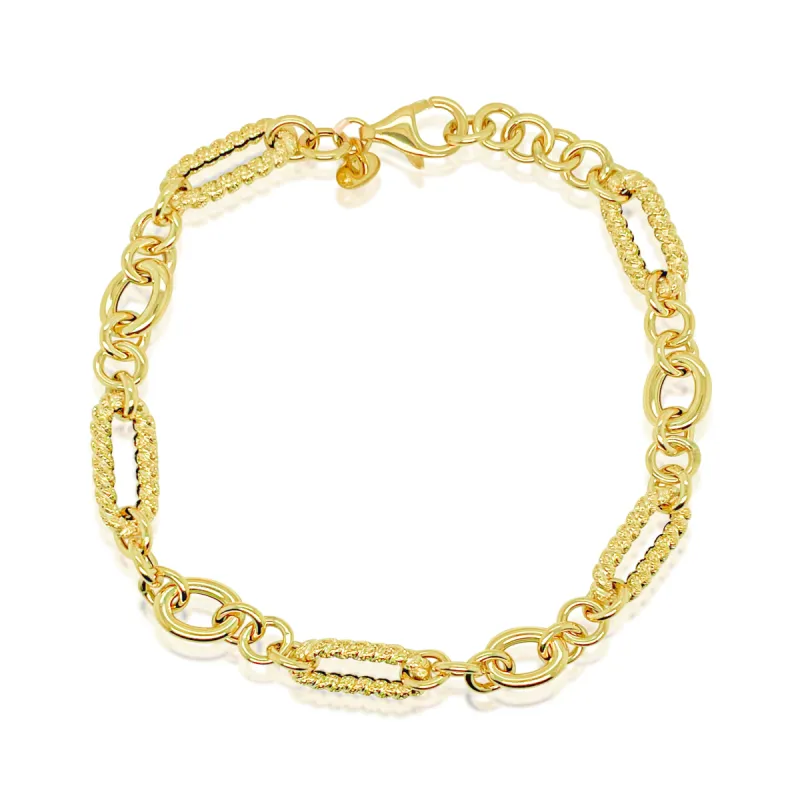 14kt Yellow Gold Textured Paperclip Bracelet sold by Meira T