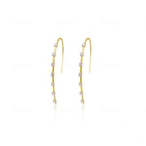 Yellow Gold Diamond Hoop Earrings sold by Meira T