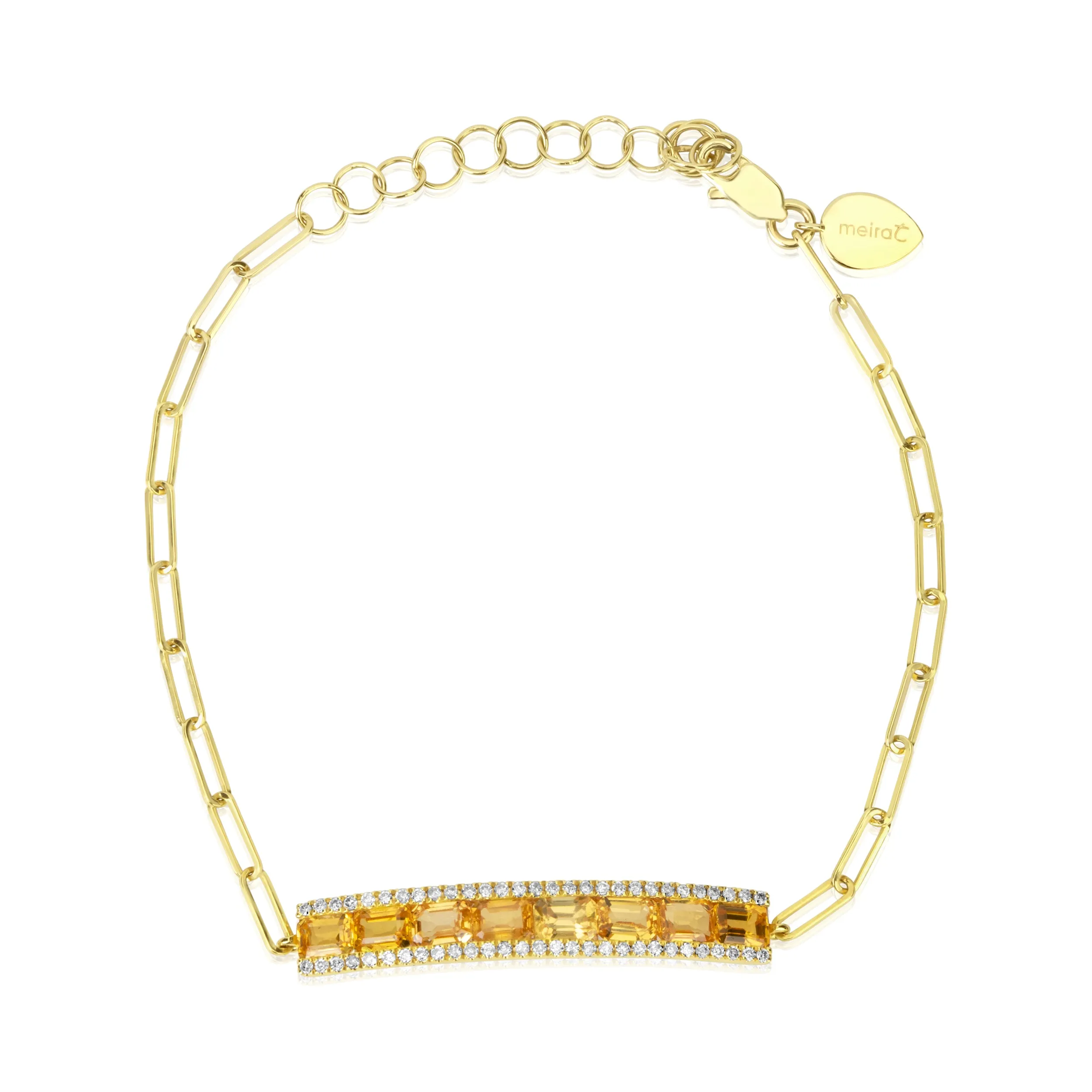 Yellow Gold Yellow Sapphire Paper Clip Diamond Bracelet sold by Meira T