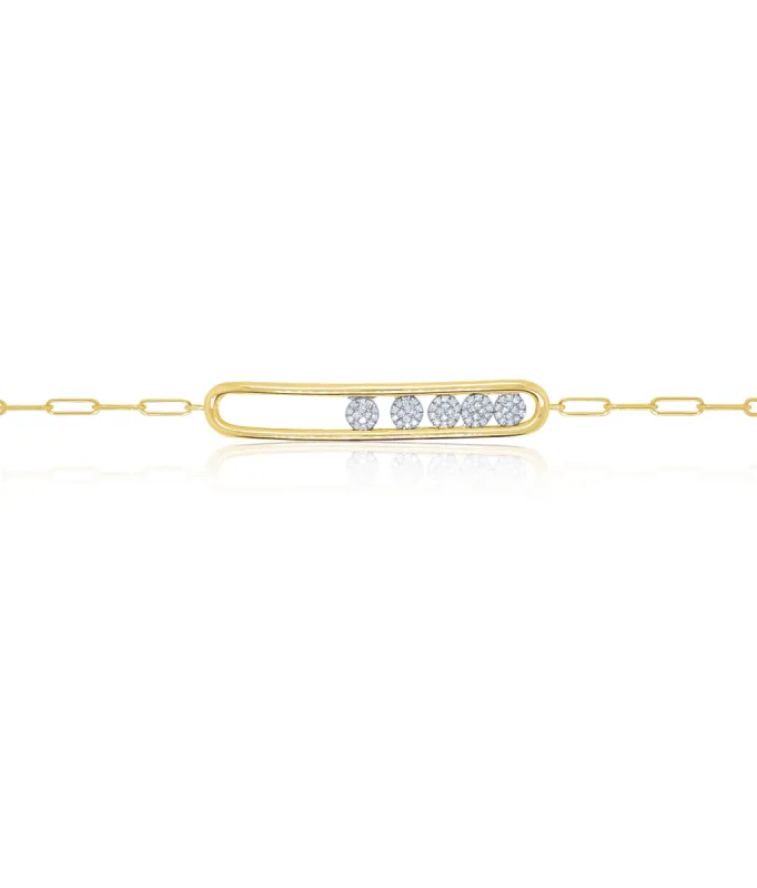 Yellow Gold And Diamond Bracelet with Floating Diamond Discs sold by Meira T