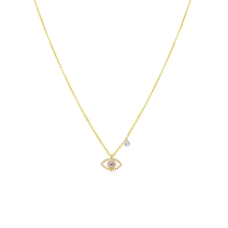 Pink Sapphire and Diamond Evil Eye Necklace sold by Meira T