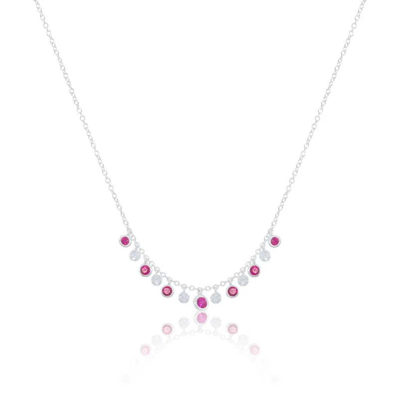 White Gold Pink Sapphire and Diamond Necklace sold by Meira T