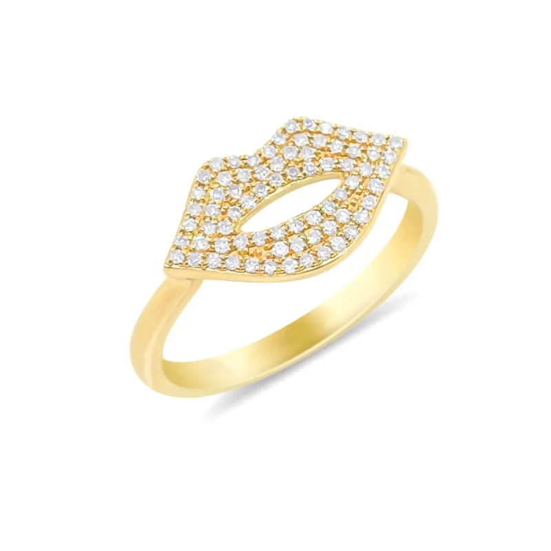 Yellow Gold Diamond Lips Ring sold by Meira T