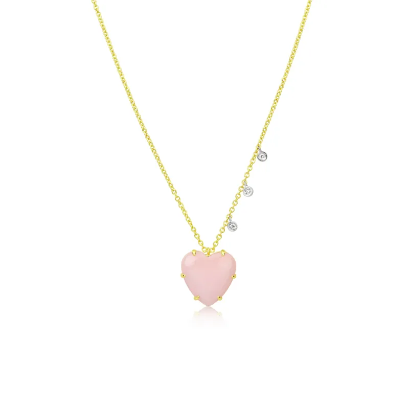 Pink Opal Heart and Bezel Necklace sold by Meira T