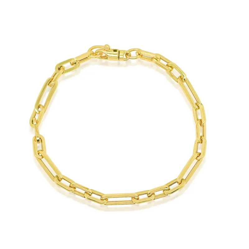 14kt Yellow Gold Oval Paperclip Mixed Link Bracelet   7 inches sold by Meira T