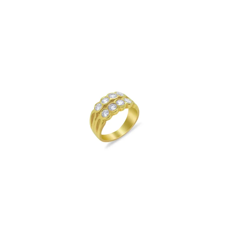 Yellow Gold Double Layer Diamond Ring sold by Meira T