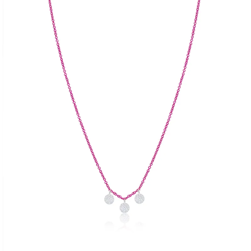 Electric Green Pave Diamond Disc Charm Necklace sold by Meira T