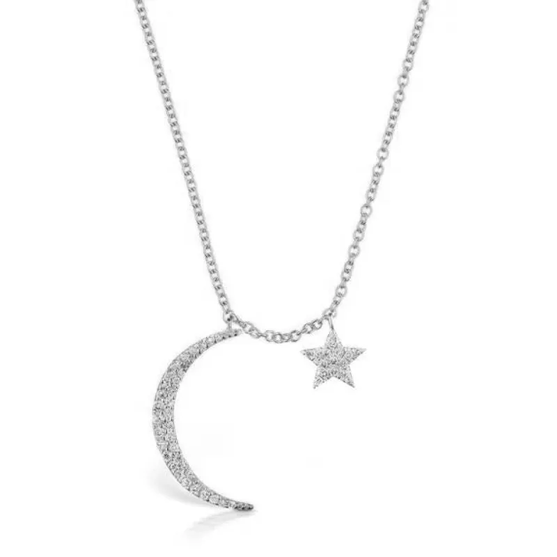 Crescent Moon and Star Necklace sold by Meira T