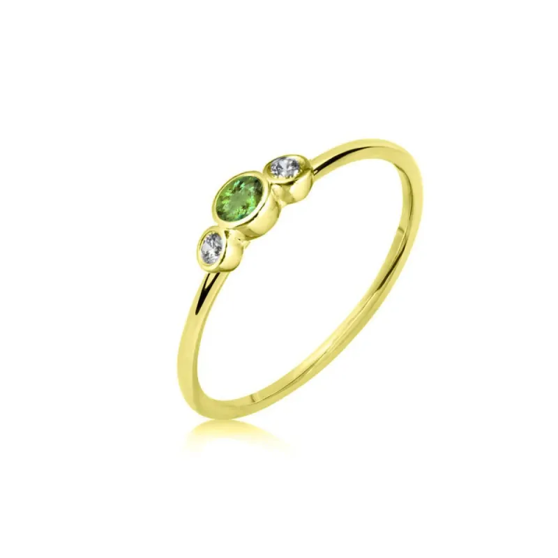 Yellow Gold Diamond Peridot Stack Ring sold by Meira T