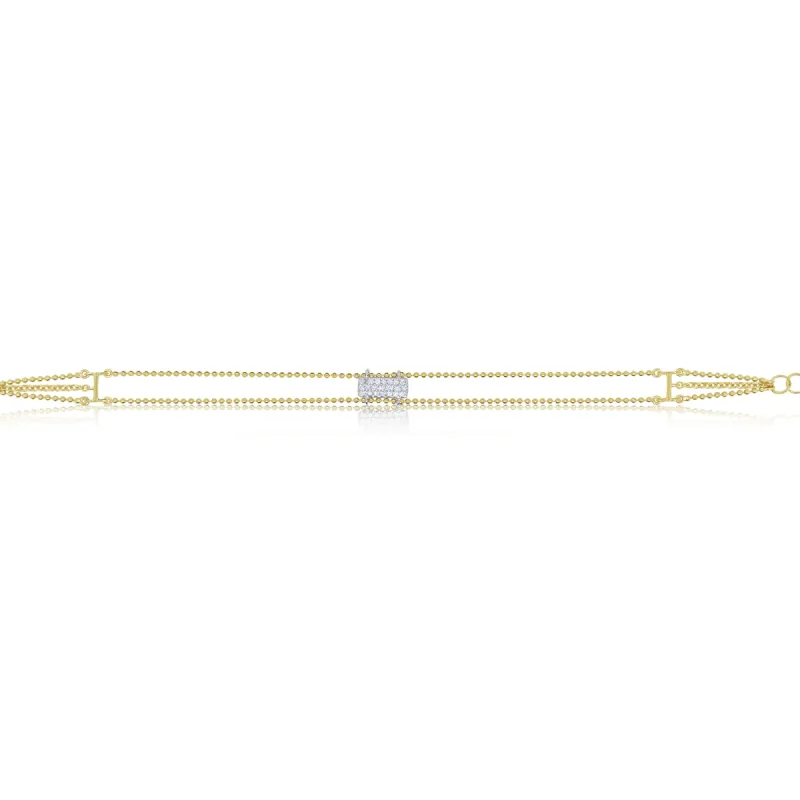 Two Tone Double Border Diamond Square Bracelet sold by Meira T