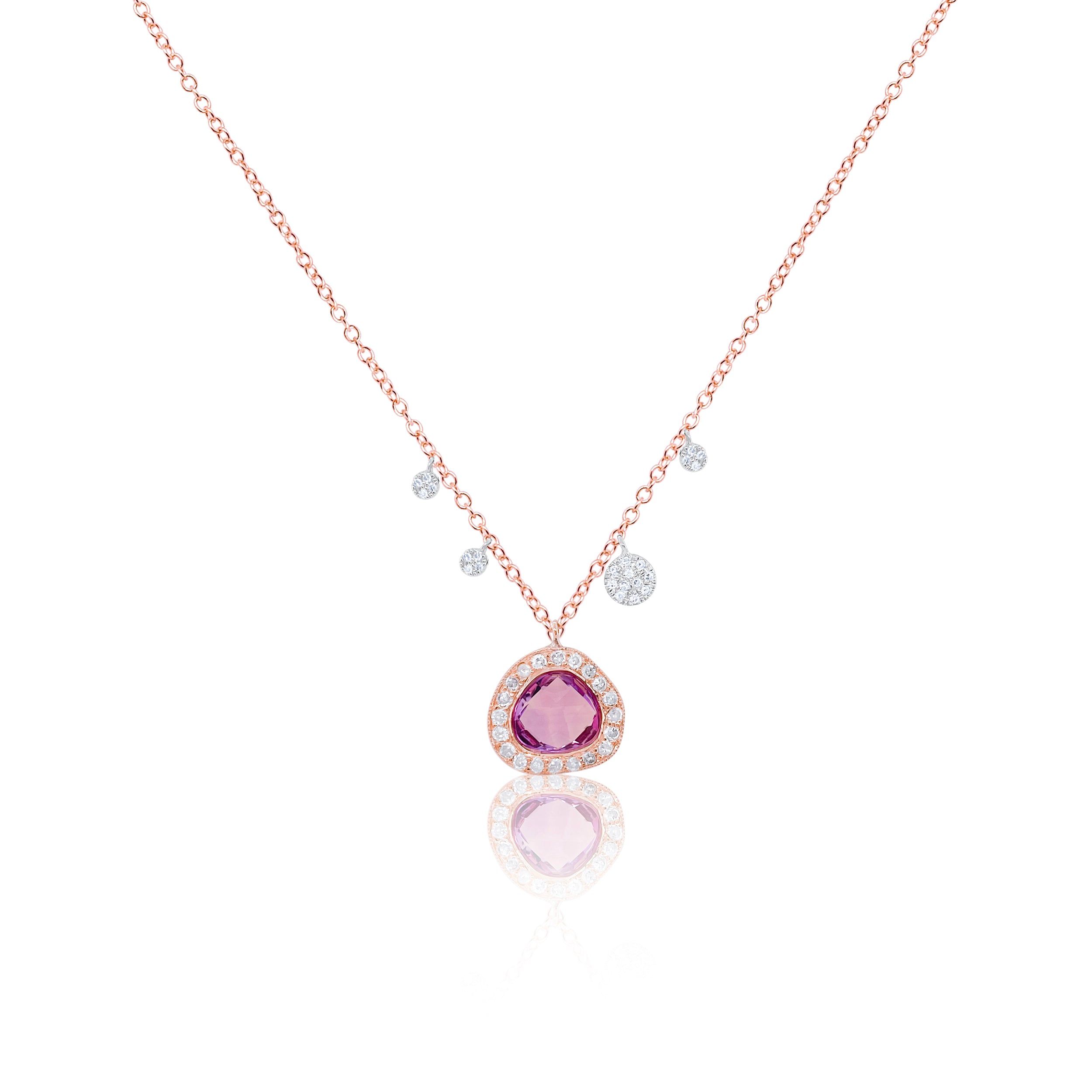 Rose Gold Diamond Sliced Amethyst Necklace sold by Meira T