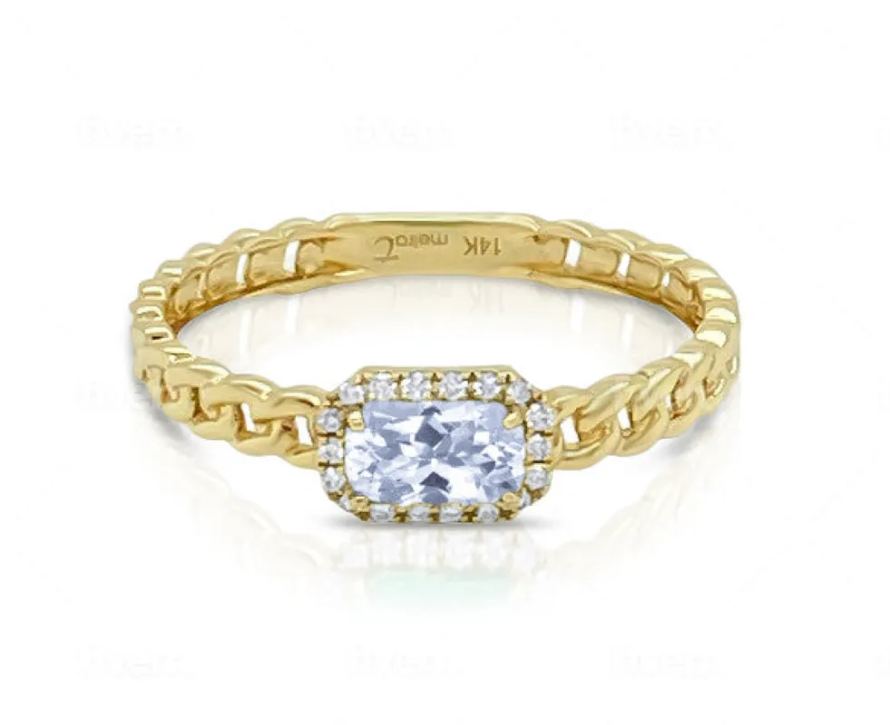 April Yellow Gold White Topaz Birthstone Ring sold by Meira T