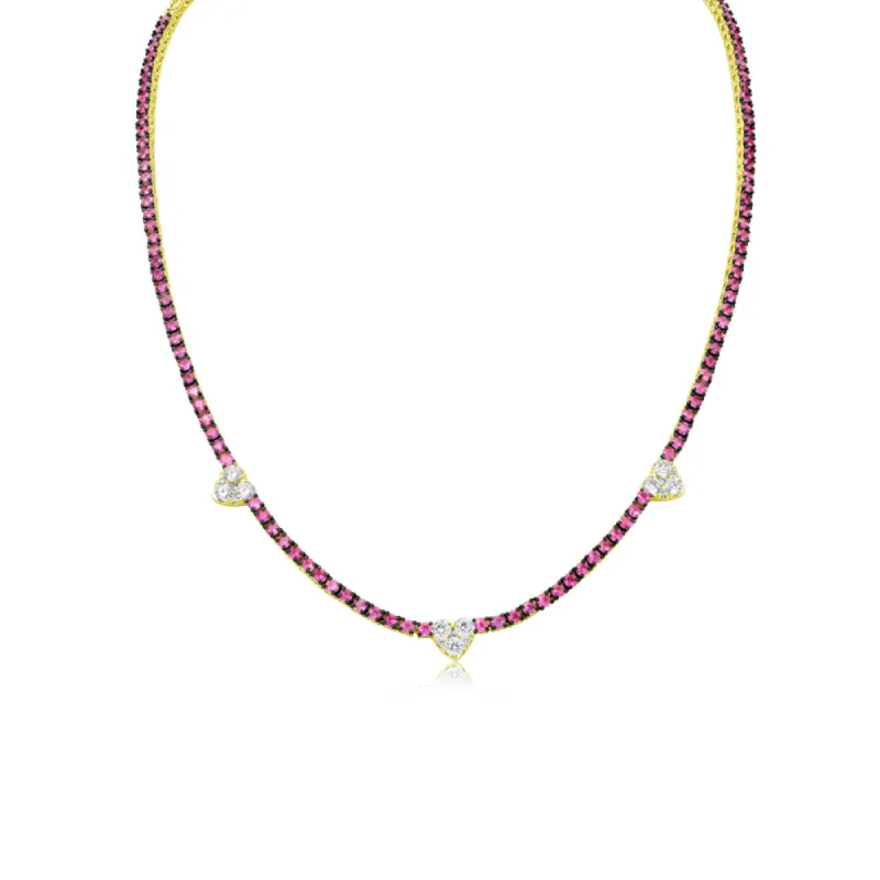 Ruby and Diamond Heart Tennis Necklace ONLINE EXCLUSIVE sold by Meira T