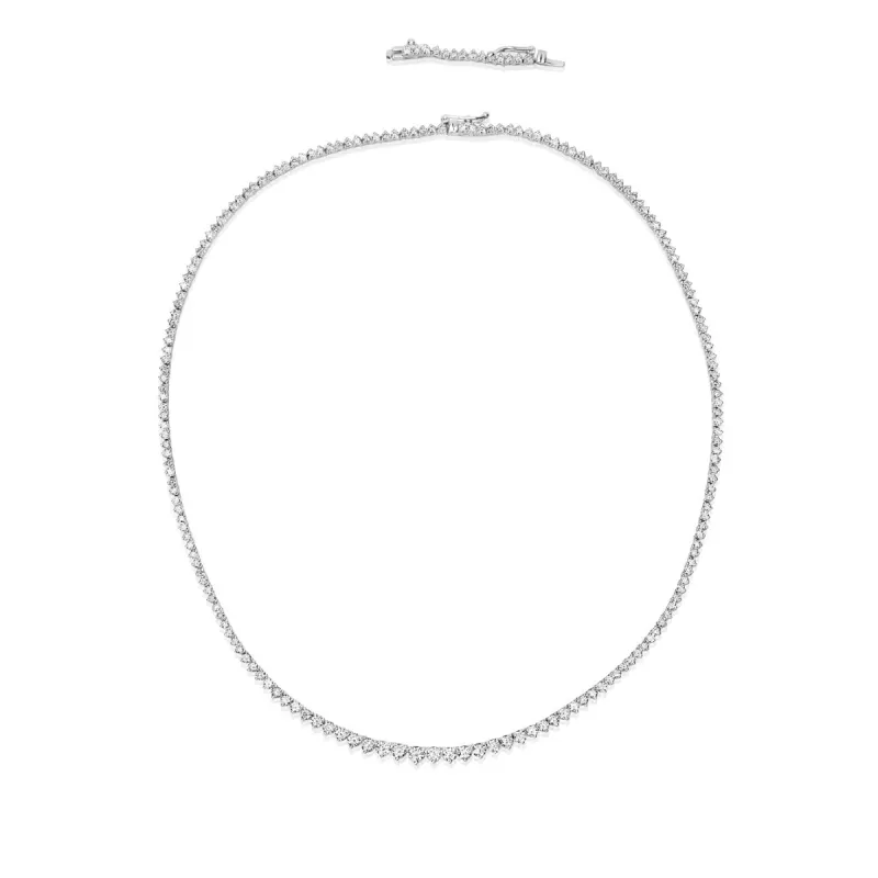 3 carat Three Prong Tennis Necklace | 16 inches with 2 inch extender sold by Meira T