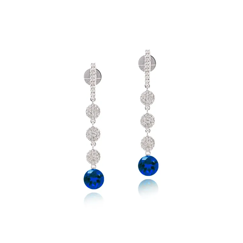 Blue Sapphire and Diamond Drop Earrings sold by Meira T