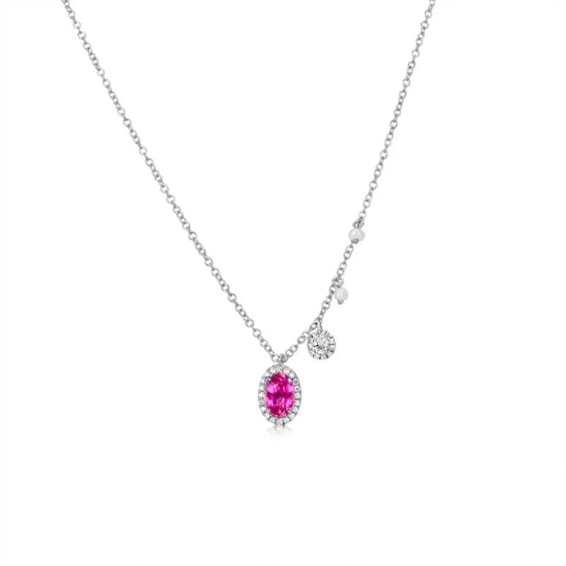 Pink Sapphire Oval cut necklace sold by Meira T