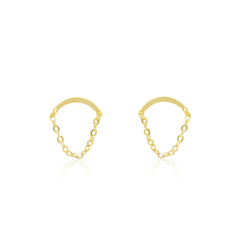 Yellow Gold Dainty Chain Studs sold by Meira T