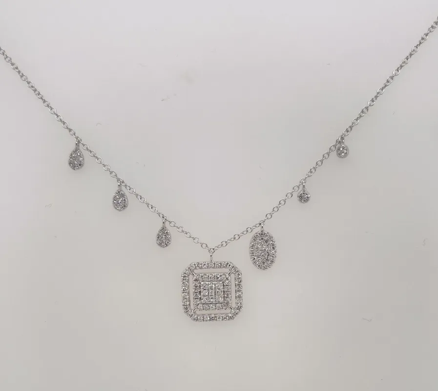 White Gold Diamond Square Necklace sold by Meira T