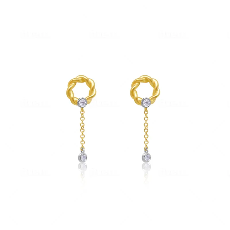 Yellow Gold Diamond Braid and Chain Studs sold by Meira T
