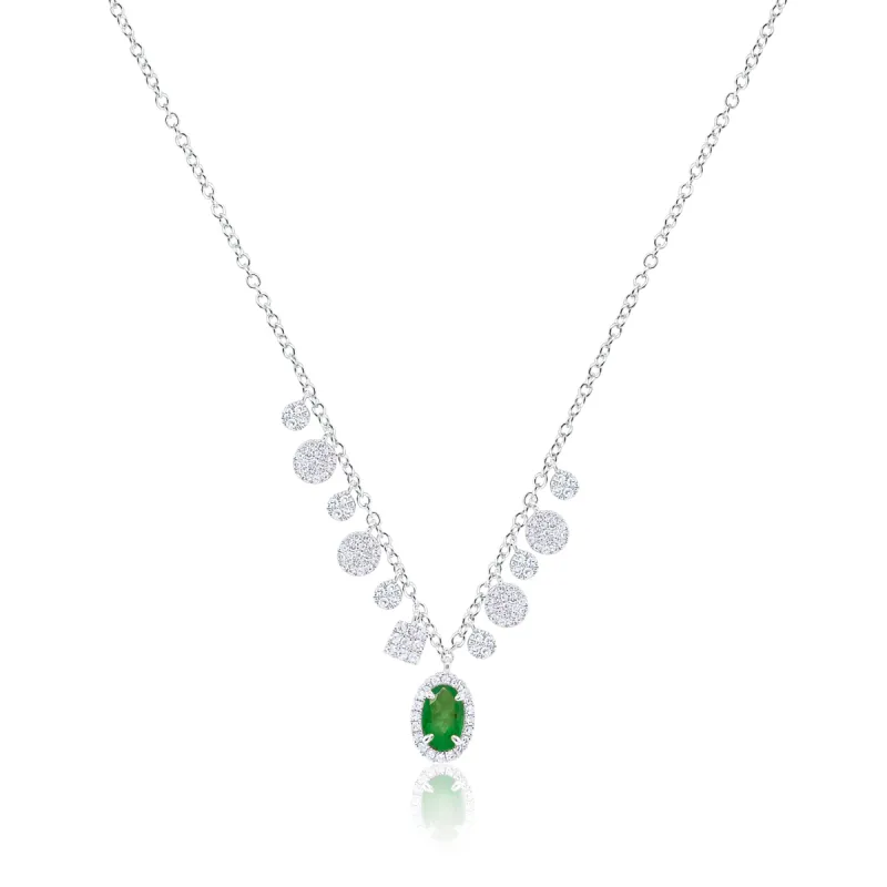 White Gold Emerald and Diamond Charms Necklace sold by Meira T