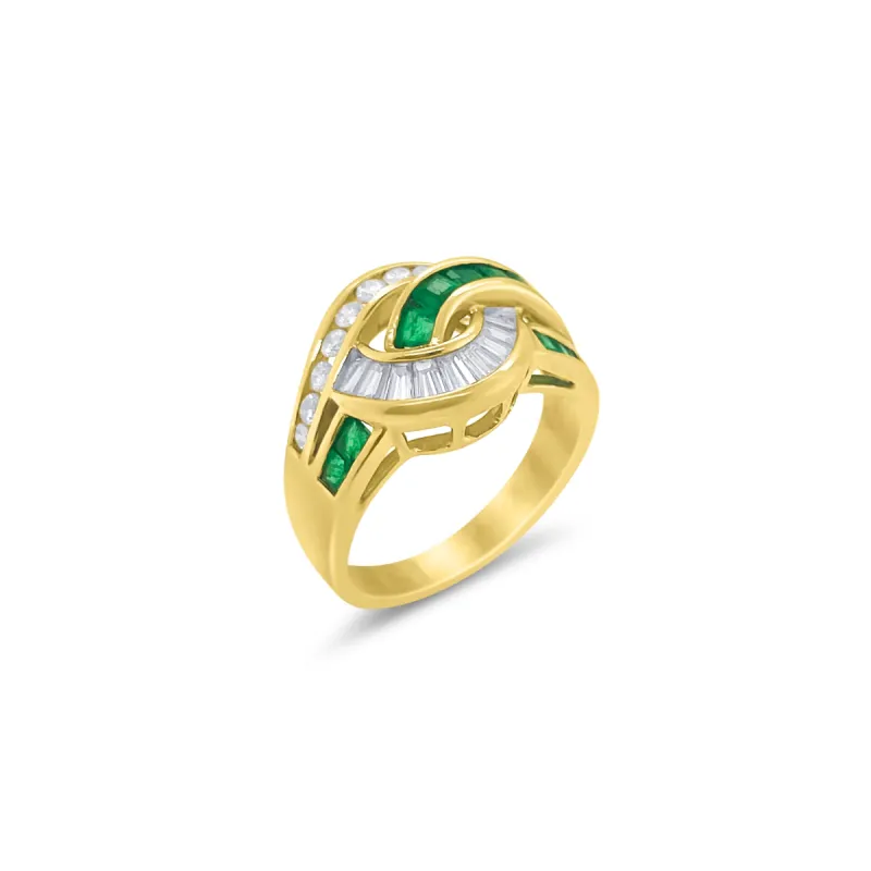 Vintage Emerald and Diamond Knot Ring- ONLINE EXCLUSIVE sold by Meira T