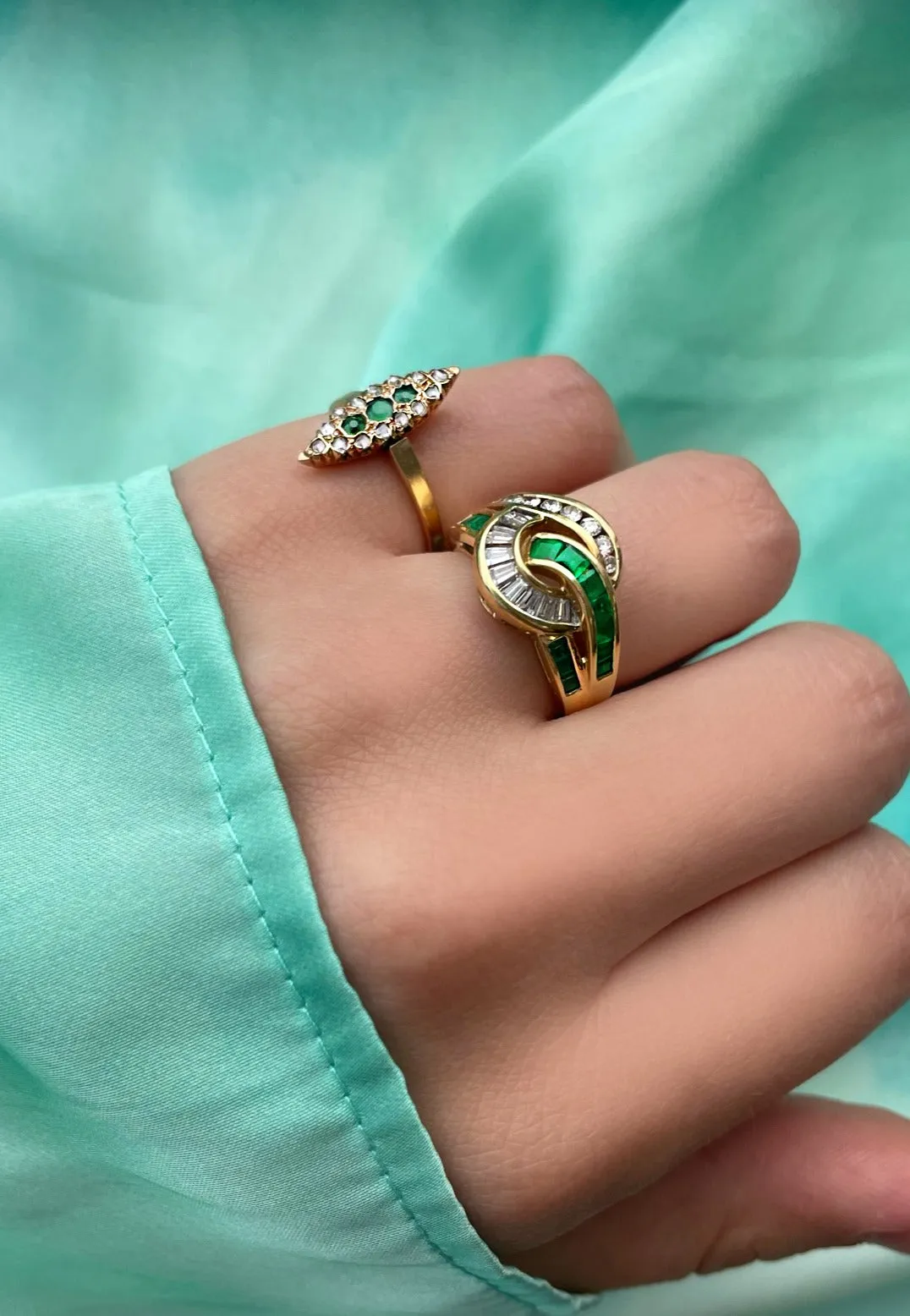 Vintage Emerald and Diamond Knot Ring- ONLINE EXCLUSIVE sold by Meira T product image thumbnail 2