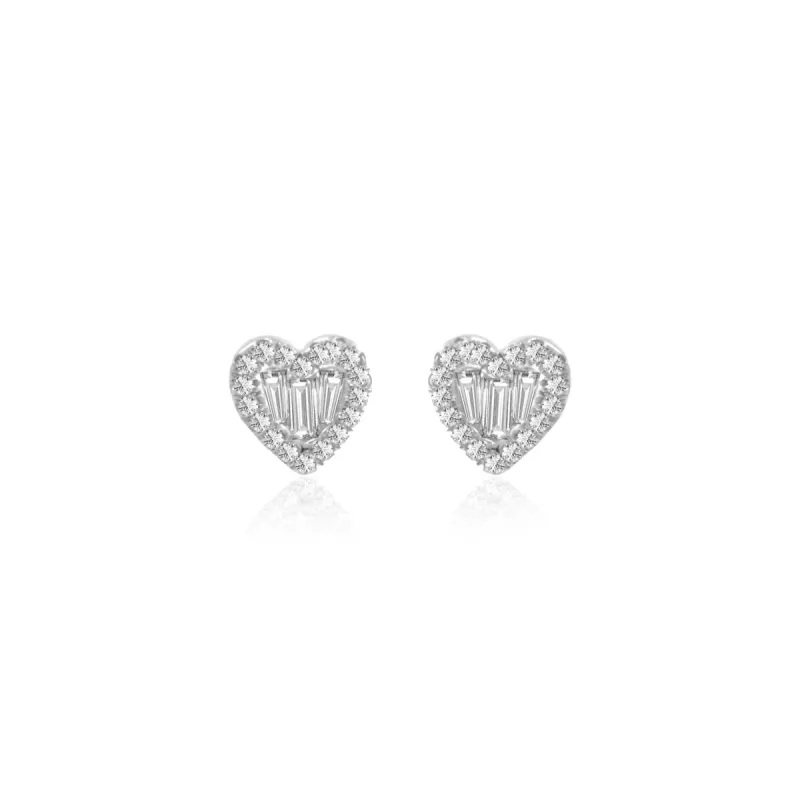 White Gold Diamond Heart Studs (set) sold by Meira T