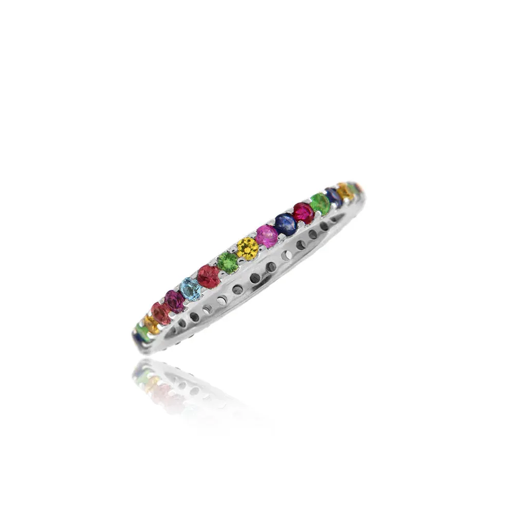 Rainbow Thin White Gold Eternity Band (pre order) (Copy) sold by Meira T