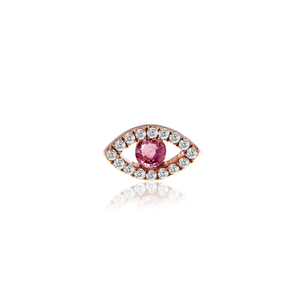 Pink Sapphire Evil Eye Stud sold by Meira T