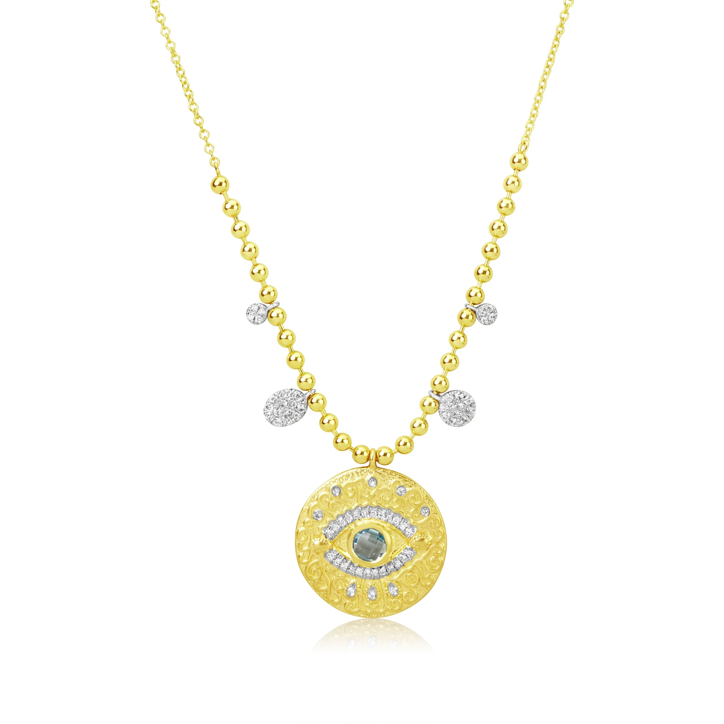 Ball Chain Diamond Evil Eye Necklace sold by Meira T