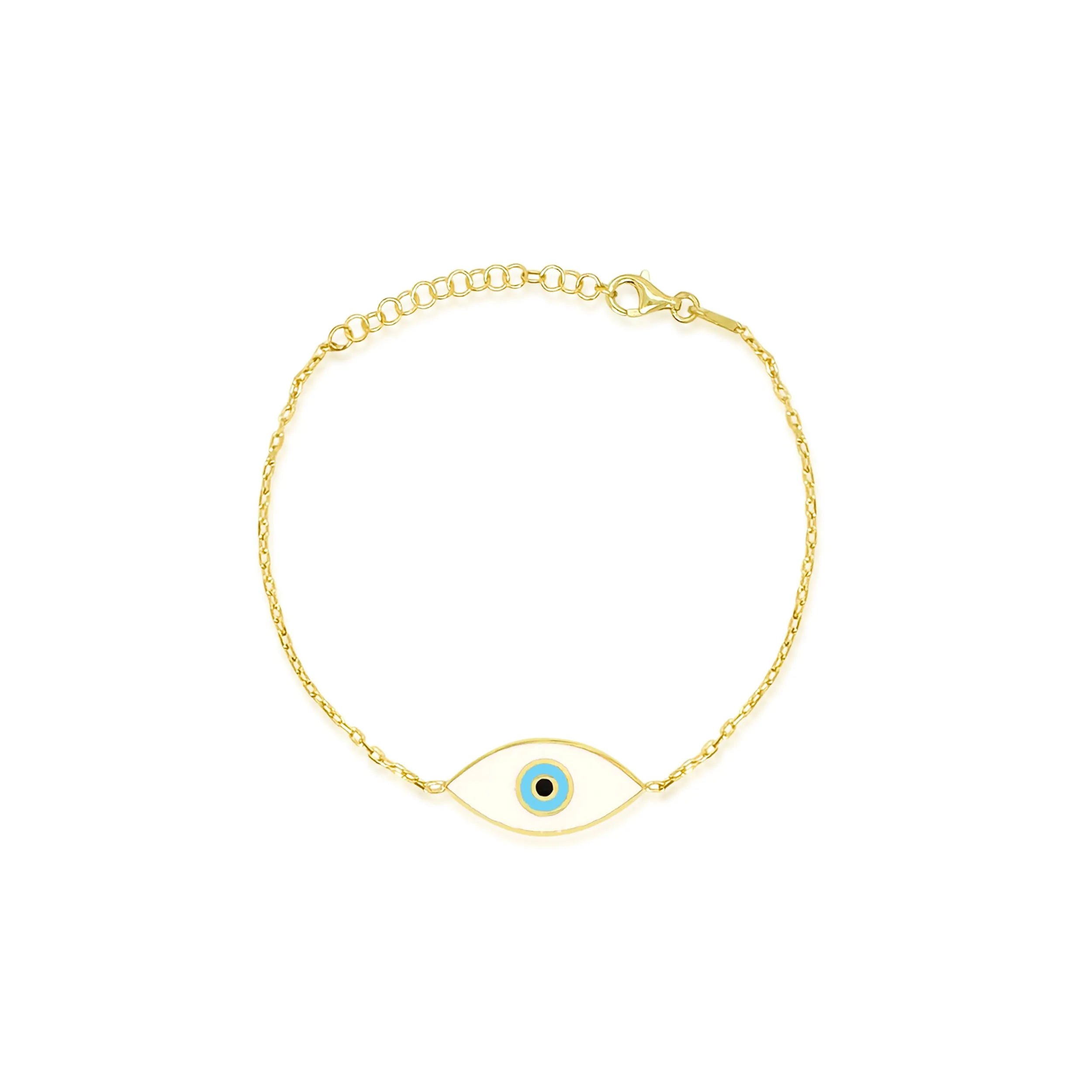 White Enamel Evil Eye Bracelet sold by Meira T