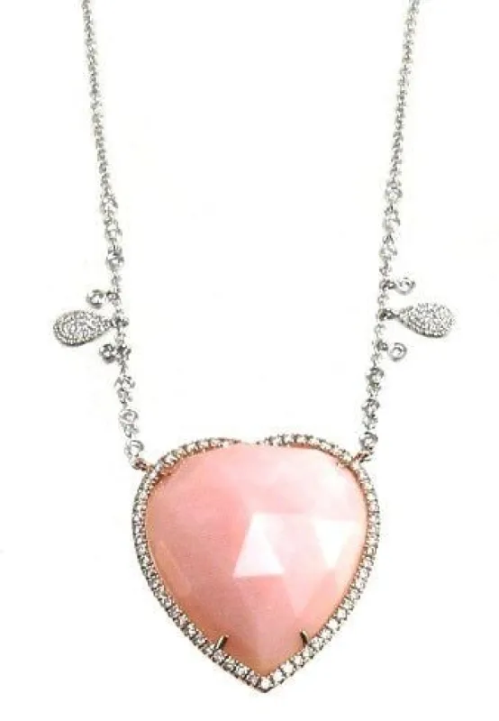 Pink Opal Diamond Heart Necklace sold by Meira T