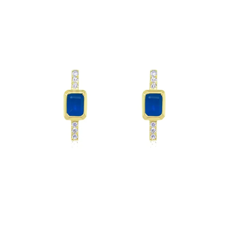 Blue Sapphire and Diamond Yellow Gold Studs sold by Meira T