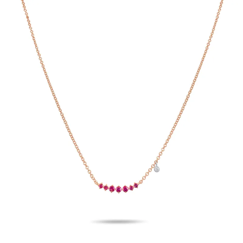 Pink Sapphire and Bezel Necklace sold by Meira T