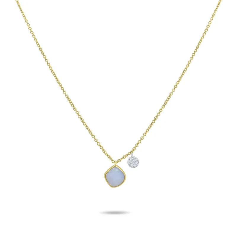 Yellow Gold Chalcedony Diamond Necklace sold by Meira T