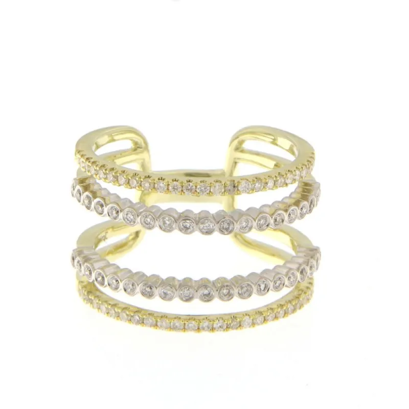Yellow Gold Double Bezel Diamond Band Ring sold by Meira T
