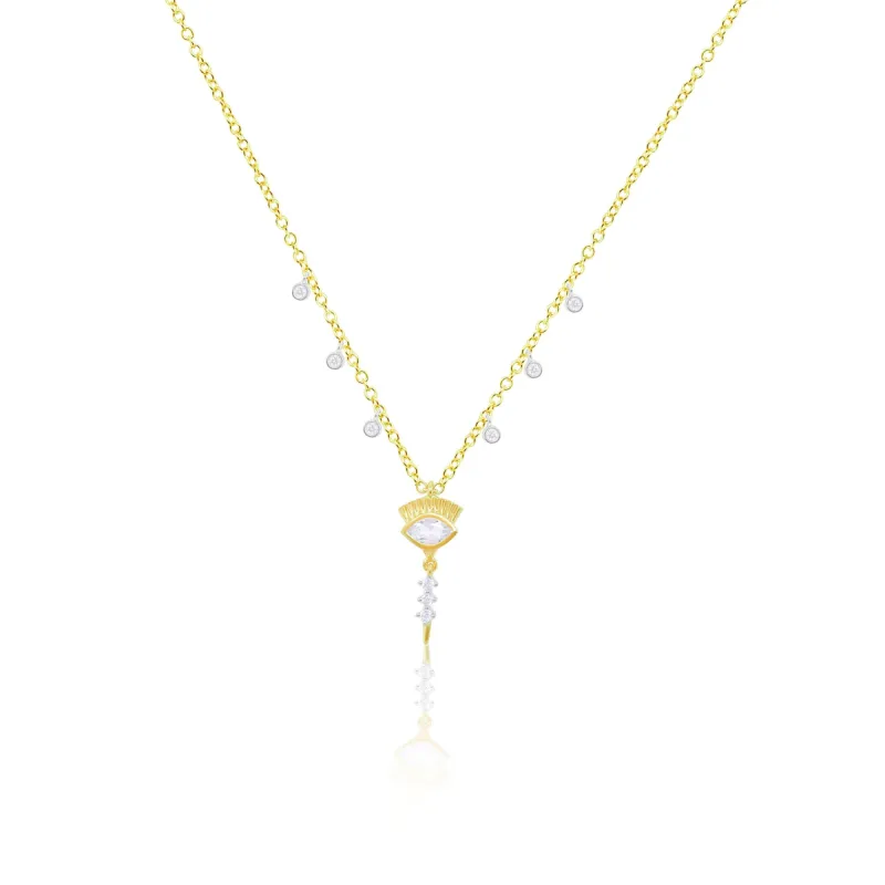 Yellow Gold and White Topaz Diamond Necklace sold by Meira T