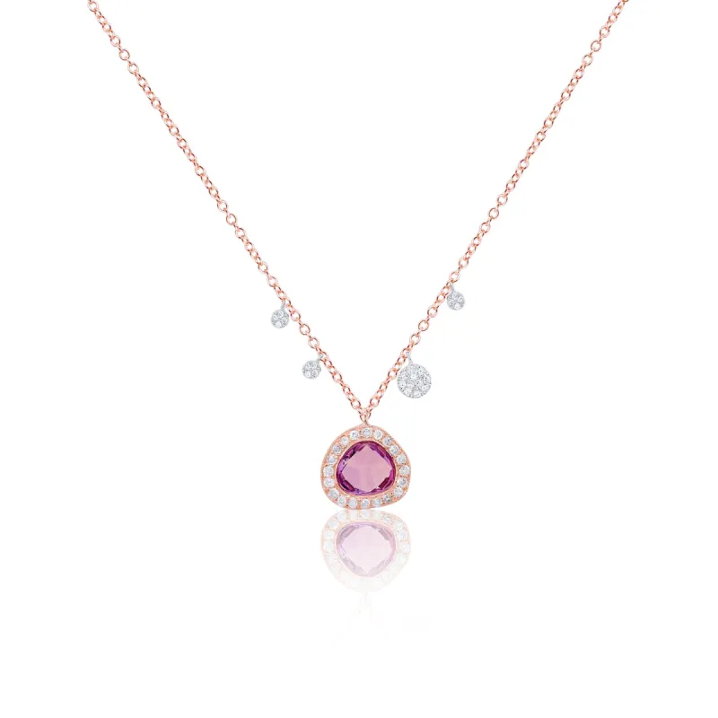Rose Gold Diamond Sliced Amethyst Necklace sold by Meira T