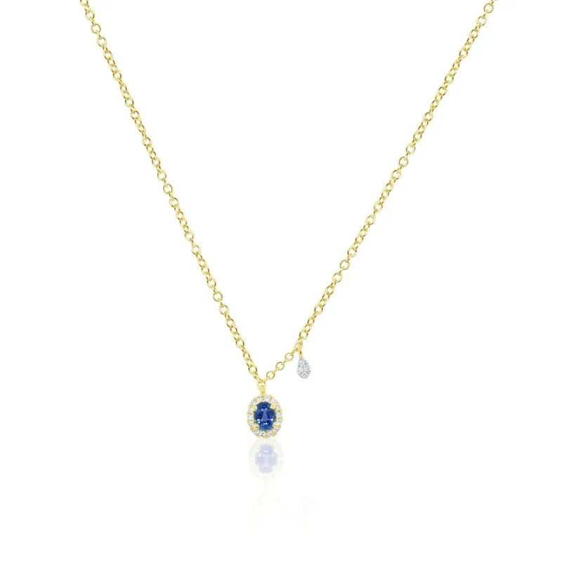 Blue Sapphire Diamond Necklace in Yellow Gold sold by Meira T