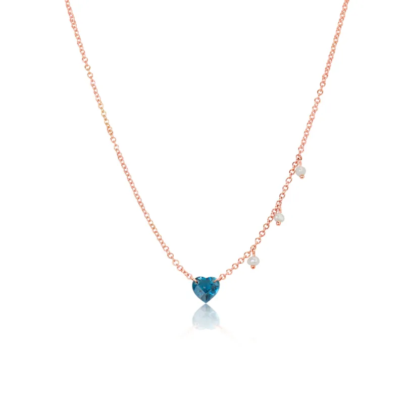 London Blue Topaz Drilled Heart Necklace sold by Meira T
