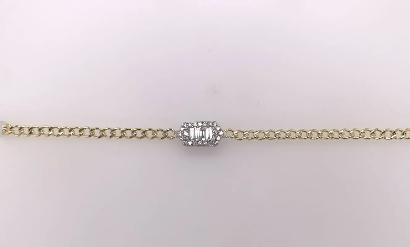 Cuban Chain Bagquette Diamond Bracelet sold by Meira T