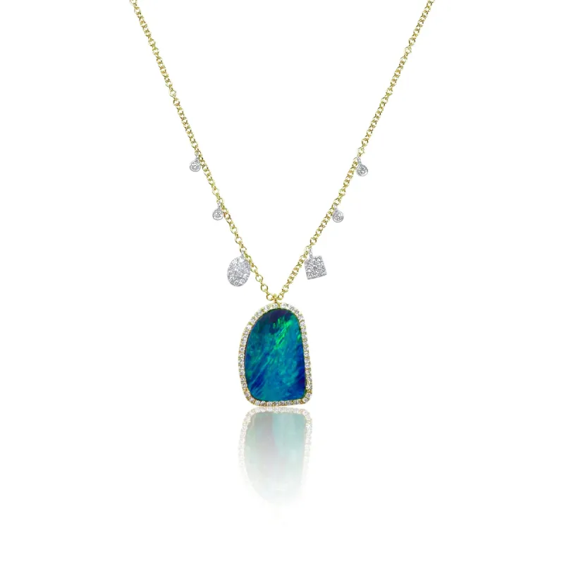 Blue Opal Side Charms Necklace sold by Meira T