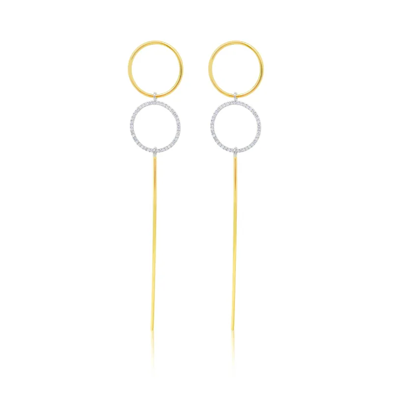 Yellow Gold Circle Stick Earrings sold by Meira T