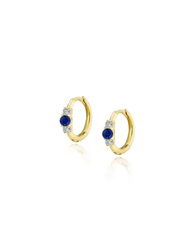 Single Blue Sapphire and Diamond Yellow Gold Huggie sold by Meira T