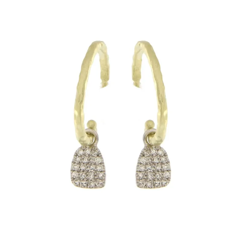 Hammered Gold Hoop with Pave Diamond Charm sold by Meira T