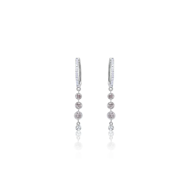 White Gold Diamond Hoops with Brown Drilled Diamonds One of a Kind sold by Meira T