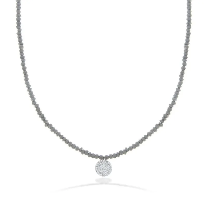 Labradorite Bead and Diamond Disk Necklace Yellow Gold LAST ONE sold by Meira T