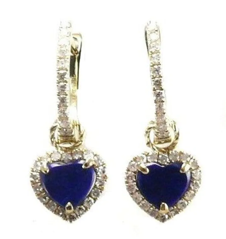 Single Yellow Gold Diamond Turquoise Heart Huggie sold by Meira T