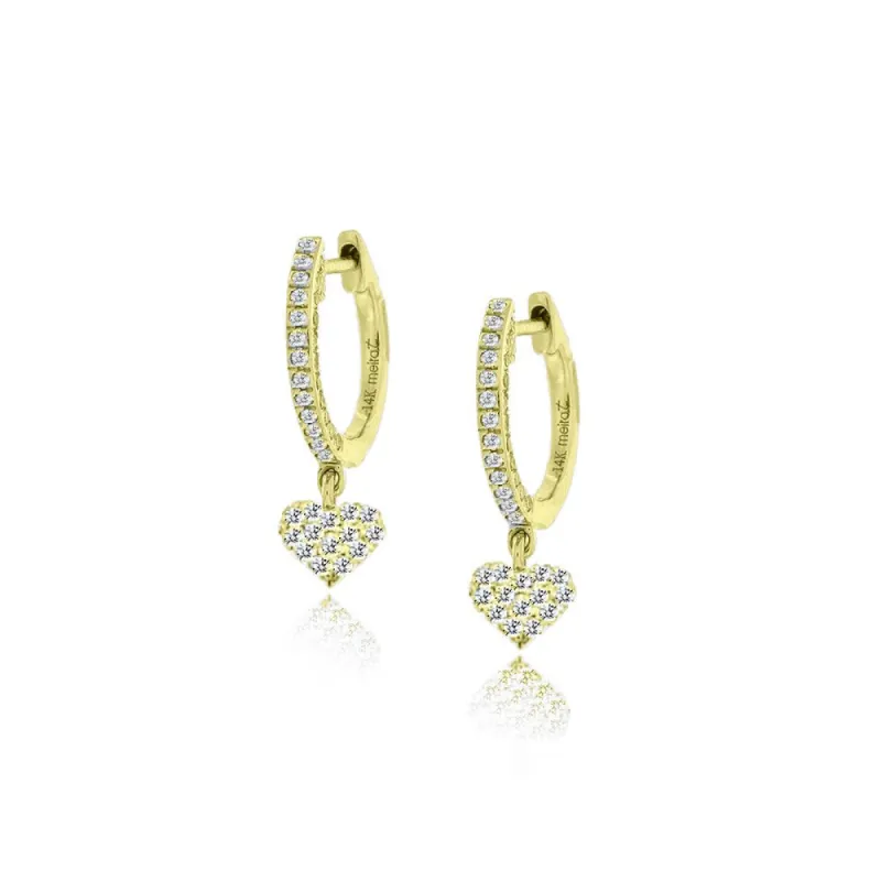 Yellow Gold Diamond Heart Huggie sold by Meira T