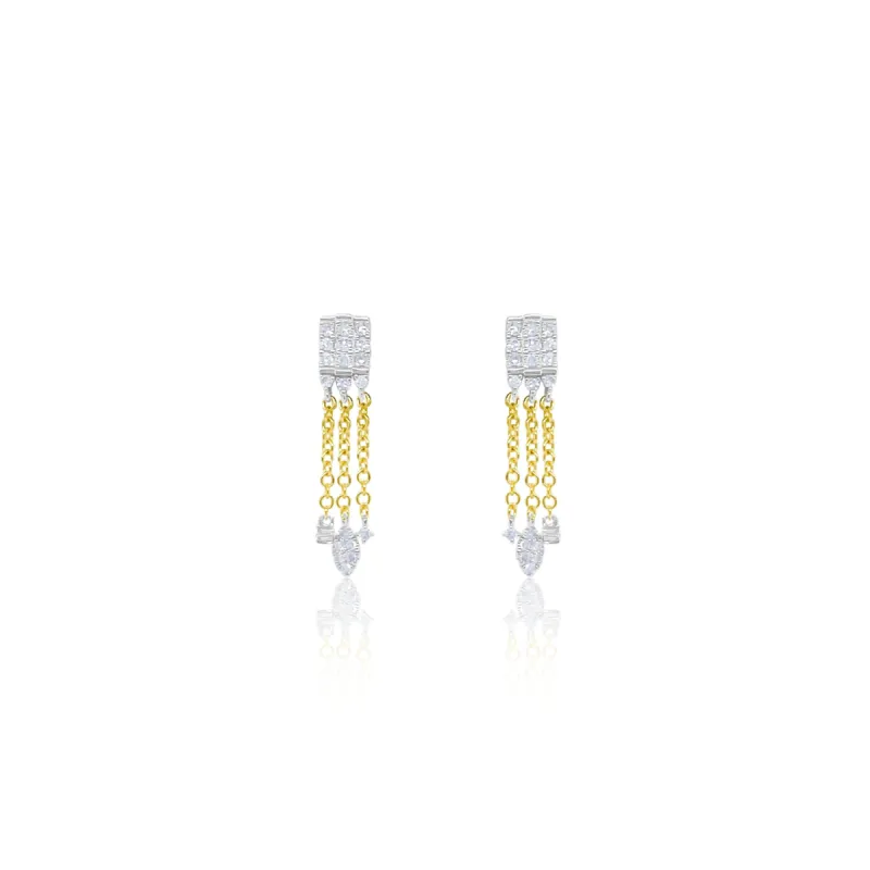 Single Two Toned Gold and Diamond Drop Earrings sold by Meira T